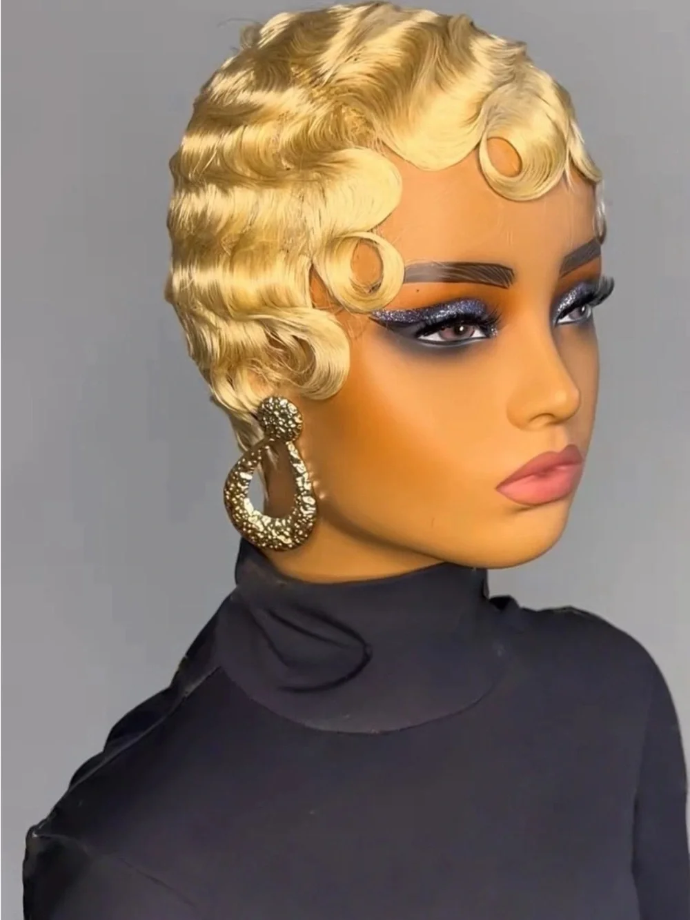Blonde Finger Wave Short Wig - Women Hair